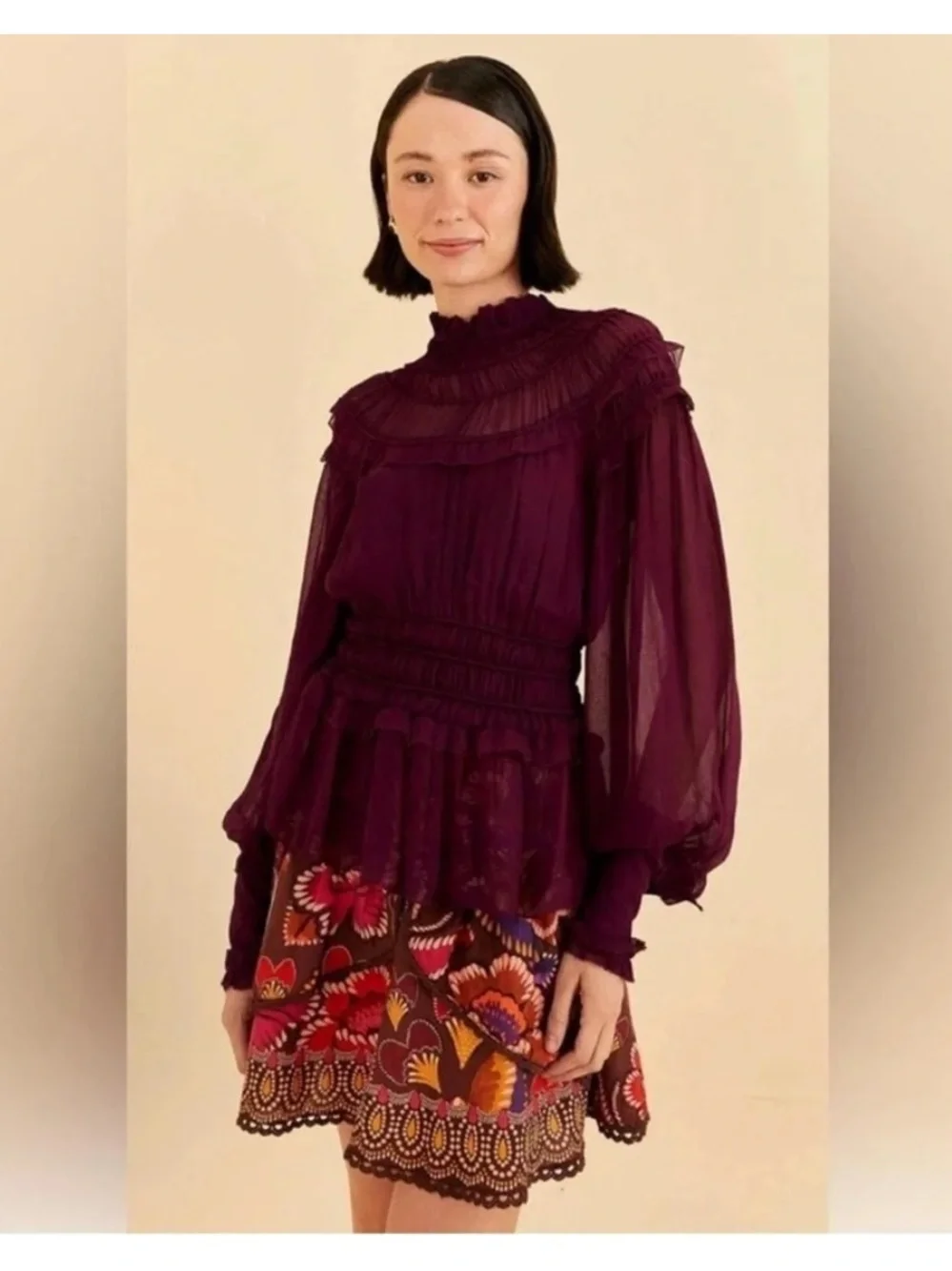 FARM Rio Purple Ruffle Peplum Blouse - Picture 16 of 16